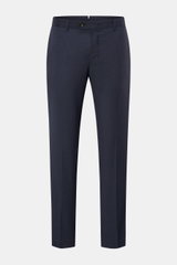 Windsor Wollhose 'Peso' navy meliert, frontale Aufnahme, Regular Fit, reine Schurwolle, Reißverschluss, Bundknopf, französische Taschen, paspelierte Gesäßtaschen mit Knopf.