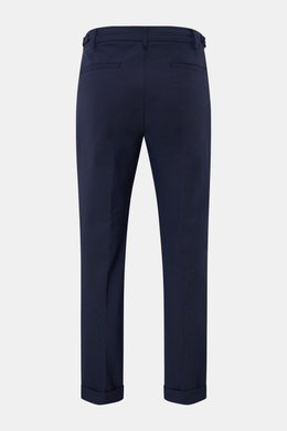 Rückansicht der 04651/ A trip in a bag Seersucker-Hose navy aus Seersucker Wolle und Microfaser, Tapered Fit, reguläre Oberschenkelweite, knöchellang mit Reißverschluss, Bundknopf, doppelter Bundfalte, Side-Adjuster, französischen und Leistentaschen, deze