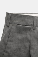 Close-up front view of PT Torino Wool trousers 'Union Fit' grey mottled showing belt loops, pleat, and smooth wool-silk fabric.

Description:
<p>The 'Union Fit' from trouser specialists PT TORINO is the perfect choice for the coming season. The lightweigh