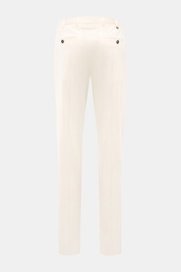 PT Torino Chinos 'Union Fit' cream shown from the back, featuring jetted back pockets with buttons, tapered cut, and soft cotton-silk twill fabric with slight stretch for spring and summer comfort.