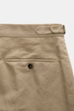 PT Torino Trousers 'Gentleman Fit' beige shown from the back waist, featuring side adjuster, jetted back pockets with button, and tailored linen-cotton blend. 

<p>For these exclusive 'Gentleman Fit' trousers, PT TORINO has chosen a summery blend of linen