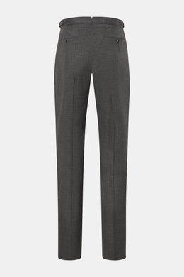 PT Torino Wool trousers 'Gentleman Fit' dark grey mottled, rear view, slim fit with double pleats, French pockets, side adjusters, and jetted back pockets. 

<p>For the exclusive trousers 'Gentleman Fit', PT TORINO has chosen virgin wool in lightweight Su