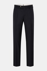 PT Torino Wollhose 'City' schwarz, Frontansicht, Regular Fit aus reiner Super 160'S Schurwolle mit Bundfalte, französischen Taschen und Knopfverschluss.