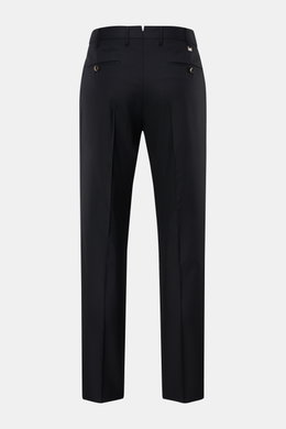 PT Torino Wollhose 'City' schwarz aus Super 160'S Schurwolle, Rückansicht, Regular Fit, Bundknöpfe, französische Taschen, offene Länge.