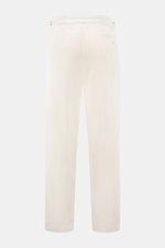Rückansicht der Polo Ralph Lauren Baumwollhose creme, knöchellang, Tapered Fit mit Side Adjuster, Bundfalte und paspelierten Gesäßtaschen.