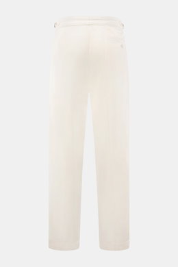 Rückansicht der Polo Ralph Lauren Baumwollhose creme, knöchellang, Tapered Fit mit Side Adjuster, Bundfalte und paspelierten Gesäßtaschen.