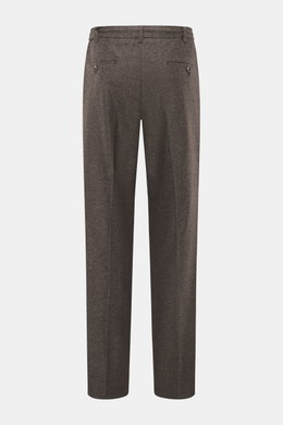 Marco Pescarolo Hose 'Dieci' dunkelbraun meliert, knöchellang, Tapered Fit, Ansicht von hinten mit französischen und Gesäßtaschen.