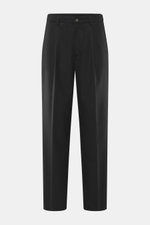 Marco Pescarolo Jogpants 'Dieci' schwarz, frontal fotografiert, Regular Fit, Mix aus Schurwolle und Cashmere, softer Griff, luftiges Gewebe, teilelastischer Bund mit Tunnelzug, Reißverschluss, Bundknopf, französische Taschen, Gesäßtaschen mit Knopf.