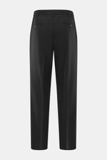 Marco Pescarolo Jogpants 'Dieci' schwarz, Rückansicht, Mix aus Schurwolle und Cashmere, softer Griff, luftiges Gewebe, Regular Fit, teilelastischer Bund mit Tunnelzug, Reißverschluss, Bundknopf, französische Taschen, Gesäßtaschen mit Knopf.