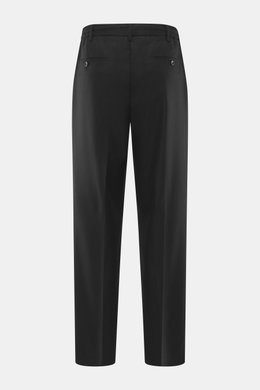 Marco Pescarolo Jogpants 'Dieci' schwarz, Rückansicht, Mix aus Schurwolle und Cashmere, softer Griff, luftiges Gewebe, Regular Fit, teilelastischer Bund mit Tunnelzug, Reißverschluss, Bundknopf, französische Taschen, Gesäßtaschen mit Knopf.