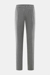Marco Pescarolo Jogpants 'Chiaia' grau meliert, Frontansicht, leichte Schurwoll-Seidenmischung, Regular Fit, elastischer Bund, Bundfalte, Taschen.