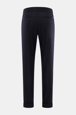 Marco Pescarolo Woll-Jogpants 'Caracciolo' navy Rückansicht, schmal zulaufend, hoher Bund mit elastischem Tunnelzug, französische Taschen, fixierter Saumaufschlag.
