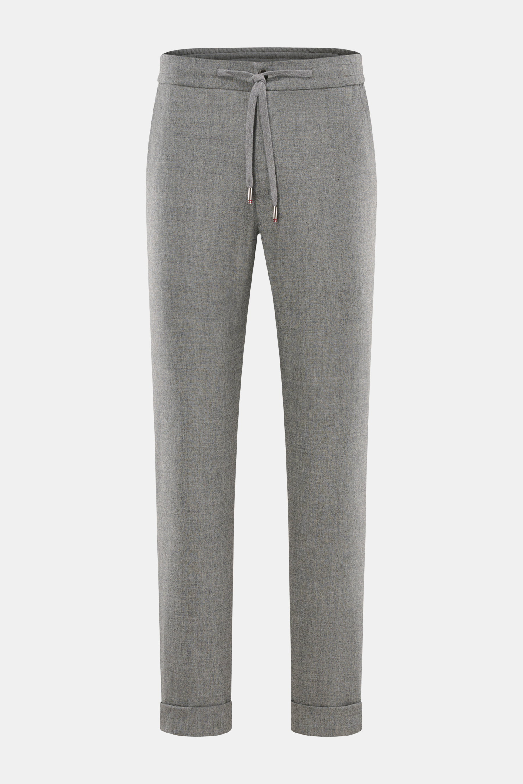 Front view of Marco Pescarolo Wool Jogpants 'Caracciolo' grey melange with elastic waistband, drawstring, slim tapering, and fixed hem cuff in virgin wool blend.

Description: <p>The elegant 'Caracciolo' jogpants of the Italian label MARCO PESCAROLO combi