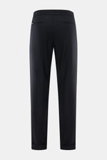 Marco Pescarolo Cashmere Jogpants 'Caracciolo' navy meliert, Rückansicht, elastischer Bund, Zip Fly, französische Taschen, schmal zulaufend, fixierter Saumaufschlag.