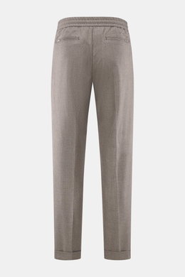Rückansicht der Marco Pescarolo Cashmere Jogpants 'Caracciolo' navy meliert mit elastischem Bund, Zipper-Taschen, tonalem Karomuster und fixiertem Saum.