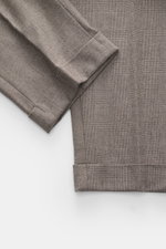Marco Pescarolo Cashmere Jogpants 'Caracciolo' navy meliert in Nahaufnahme von oben, tonales Karomuster, elastischer Bund, Regular Fit, fixierter Saumaufschlag.