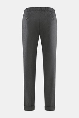 Marco Pescarolo Cashmere-Jogpants "Manu" dunkelgrau meliert, Rückansicht, softer Cashmere, elastische Qualität, weicher Griff, Regular Fit, Reißverschluss, Bundknopf, elastischer Bund mit Tunnelzug, französische Taschen, Gesäßtaschen mit Knopf, fixierter 