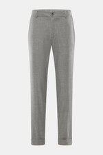 Marco Pescarolo Cashmere-Jogpants 'Manu' grau meliert, frontale Ansicht, softer Cashmere, elastische Qualität, weicher Griff, Regular Fit, Reißverschluss, Bundknopf, elastischer Bund mit Tunnelzug, französische Taschen, Gesäßtaschen mit Knopf, fixierter S