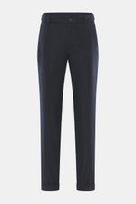 Marco Pescarolo Cashmere-Jogpants 'Manu' navy, frontale Ansicht, softer Cashmere, elastische Qualität, weicher Griff, Regular Fit, Reißverschluss, Bundknopf, elastischer Bund mit Tunnelzug, französische Taschen, Gesäßtaschen mit Knopf, fixierter Saumaufsc