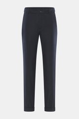 Marco Pescarolo Cashmere-Jogpants 'Manu' navy, frontale Ansicht, softer Cashmere, elastische Qualität, weicher Griff, Regular Fit, Reißverschluss, Bundknopf, elastischer Bund mit Tunnelzug, französische Taschen, Gesäßtaschen mit Knopf, fixierter Saumaufsc
