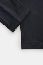 Marco Pescarolo Cashmere-Jogpants 'Manu' navy, Detailaufnahme Saumaufschlag und Bein von oben, softer Cashmere, elastische Qualität, Regular Fit.