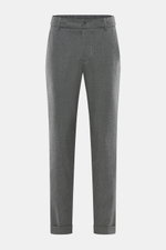 Marco Pescarolo Cashmere-Jogpants 'Manu' hellgrau meliert, frontale Ansicht, softer Cashmere, elastische Qualität, weicher Griff, Regular Fit, Reißverschluss, Bundknopf, elastischer Bund mit Tunnelzug, französische Taschen, Gesäßtaschen mit Knopf, fixiert