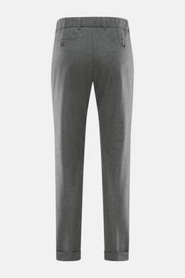 Marco Pescarolo Cashmere-Jogpants 'Manu' hellgrau meliert, Rückansicht, softer Cashmere, elastische Qualität, weicher Griff, Regular Fit, Reißverschluss, Bundknopf, elastischer Bund mit Tunnelzug, französische Taschen, Gesäßtaschen mit Knopf, fixierter Sa