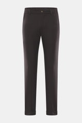 Marco Pescarolo Cashmere-Jogpants "Manu" dunkelbraun, frontale Ansicht, softer Cashmere, elastische Qualität, weicher Griff, Regular Fit, Reißverschluss, Bundknopf, elastischer Bund mit Tunnelzug, französische Taschen, Gesäßtaschen mit Knopf, fixierter Sa