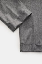 Close-up top-down view of Jacob Cohen Wool Pants 'Jannik' Gray Mélange showing folded cuffs and fine slim cut with soft, slightly elastic wool fabric.