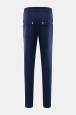 Tom Ford Cashmere Jogpants navy, Rückansicht, reine Cashmere Jogpants mit elastischem Bund, geknöpftem Eingriff, geradem Schnitt, Taschen vorne und mit Druckknopf.