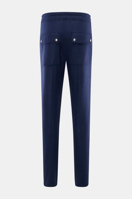 Tom Ford Cashmere Jogpants navy, Rückansicht, reine Cashmere Jogpants mit elastischem Bund, geknöpftem Eingriff, geradem Schnitt, Taschen vorne und mit Druckknopf.