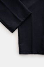 04651/ A trip in a bag Woll-Jogpants 'Flannel Pants' navy, Detailfoto von Saum und Bein, weicher Woll-Flanell mit Stretch, Tapered Fit.
