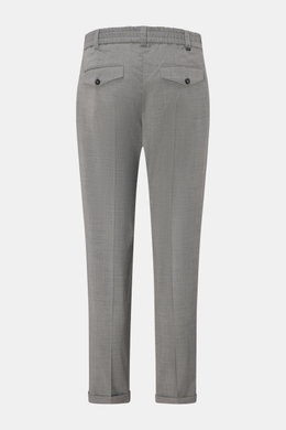 PT Torino Hose 'The Rebel' grau meliert, Rückansicht, knöchellang, mit Wolle-Microfaser-Mix, Button Fly, Bundknopf, Taschen und fixiertem Saum.