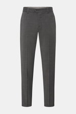 PT Torino Trousers 'The Rebel' dark grey mottled shown front view, ankle-length wool-microfibre blend with button fly, French pockets, and fixed hem turn-up. <p>'The Rebel' from trouser experts PT TORINO is guaranteed to be your faithful companion for spr