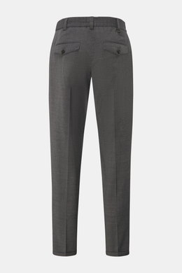 PT Torino Trousers 'The Rebel' dark grey mottled shown from the back, ankle-length with buttoned back pockets, wool-microfibre blend.