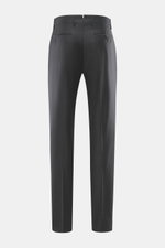 Rear view of Berwich Wool Pants 'Retrolong' anthracite, regular fit, pure wool twill with soft touch, slightly glossy, welt pockets, tapered legs.