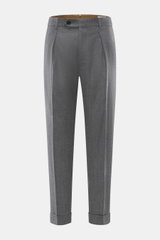 Berwich Wollhose 'Chiaia' dunkelgrau meliert, frontal fotografiert, aus reiner, leicht elastischer Schurwolle, Tapered Fit, knöchellang mit fixiertem Saumaufschlag.