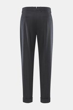 Berwich Wollhose 'Chiaia' anthrazit meliert, Rückansicht, knöchellang, Tapered Fit, reine Wolle, Reißverschluss, Bundknöpfe, Taschen, Saumaufschlag.