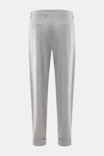 Berwich Wool Pants 'Chiaia' Grey Mélange shown from the back, ankle-length tapered fit, pure virgin wool with side seam and welt pockets.