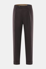 Berwich Hose 'Chiaia' dunkelviolett meliert, frontal fotografiert, aus Schurwoll-Mix, glatter Griff, Tapered Fit, knöchellang mit Bundknopf, Reißverschluss, Taschen.