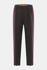 Berwich Hose 'Chiaia' dunkelviolett meliert, frontal fotografiert, aus Schurwoll-Mix, glatter Griff, Tapered Fit, knöchellang mit Bundknopf, Reißverschluss, Taschen.