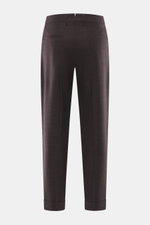 Berwich Hose 'Chiaia' dunkelviolett meliert, Rückansicht, knöchellang, schmal zulaufend, Schurwoll-Mix, Tapered Fit, Taschen seitlich und am Gesäß.