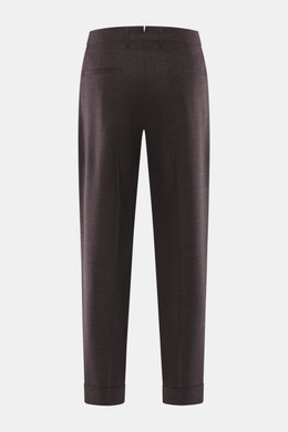 Berwich Hose 'Chiaia' dunkelviolett meliert, Rückansicht, knöchellang, schmal zulaufend, Schurwoll-Mix, Tapered Fit, Taschen seitlich und am Gesäß.