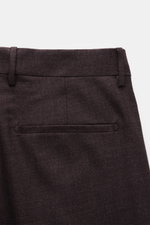 Berwich Hose 'Chiaia' dunkelviolett meliert, Detailansicht Bund und Leistentasche, Schurwoll-Mix, Tapered Fit, glatter Griff, knöchellang, italienische Schneiderkunst.