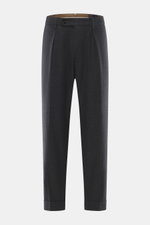 Berwich Hose 'Chiaia' anthrazit meliert, frontal fotografiert, Tapered Fit, Schurwoll-Mix mit glattem Griff, knöchellang, Bundknöpfe, Reißverschluss, Seitentaschen.