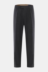 Berwich Hose 'Chiaia' anthrazit meliert, frontal fotografiert, Tapered Fit, Schurwoll-Mix mit glattem Griff, knöchellang, Bundknöpfe, Reißverschluss, Seitentaschen.
