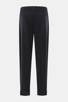Berwich Wollhose 'Chiaia' navy, Rückansicht, knöchellang, Tapered Fit, reine Wolle, glatter Griff, Bundknöpfe, Leistentaschen, Saumaufschlag.