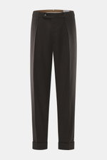 Berwich Wollhose 'Chiaia' dunkelbraun meliert, frontale Ansicht, Tapered Fit, reine Wolle, leicht elastisch, knöchellang mit fixiertem Saumaufschlag.