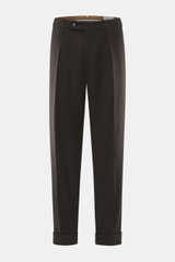 Berwich Wollhose 'Chiaia' dunkelbraun meliert, frontale Ansicht, Tapered Fit, reine Wolle, leicht elastisch, knöchellang mit fixiertem Saumaufschlag.