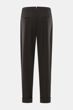 Berwich Wollhose 'Chiaia' dunkelbraun meliert, Rückansicht, knöchellang, Tapered Fit aus leicht elastischer Schurwolle mit Leistentaschen und fixiertem Saumaufschlag.
